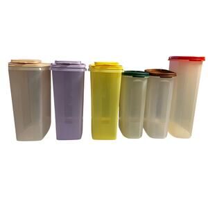 Vintage Tupperware Canister Set Lot Flip Lid Modular Storage Pastel Colors